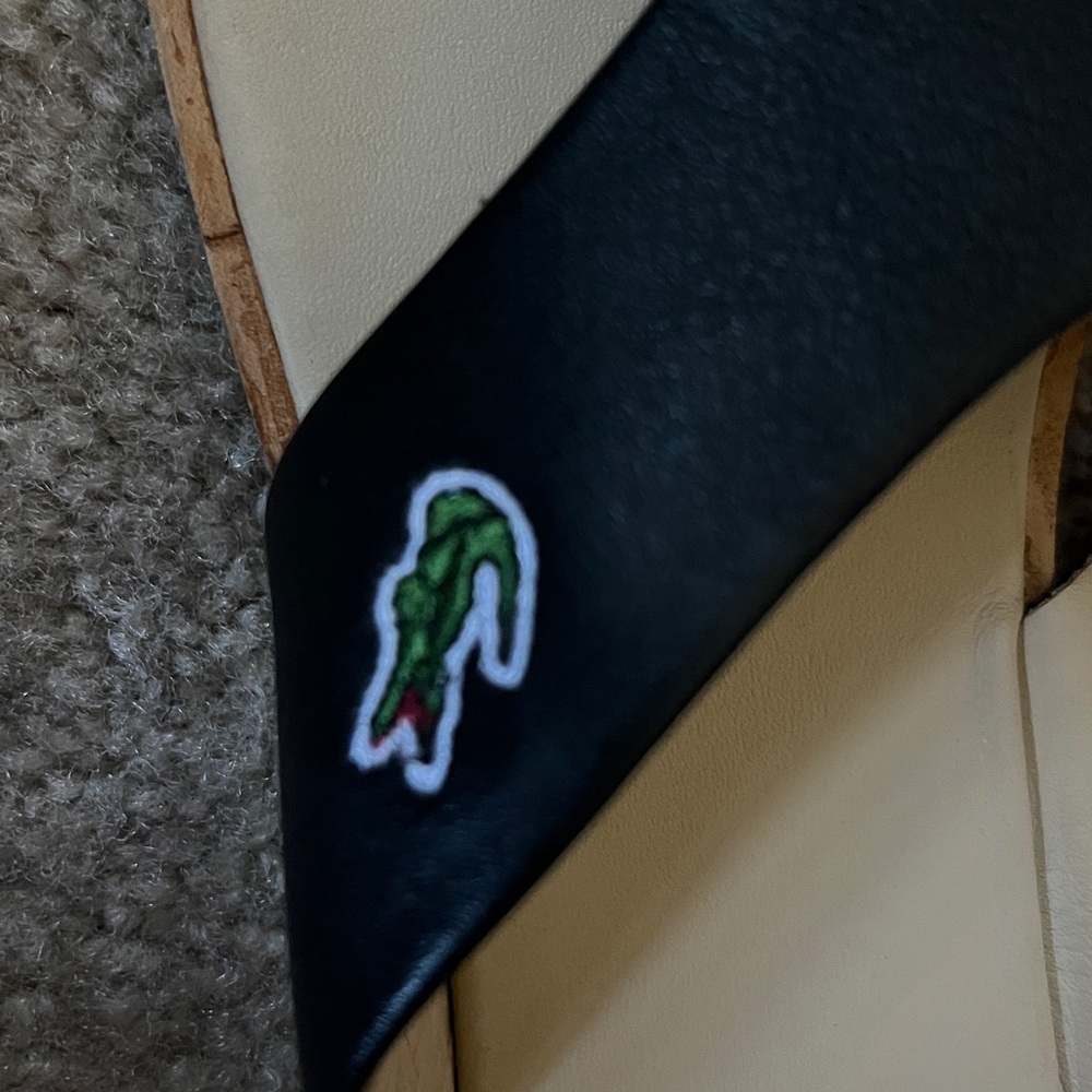 Lacoste Black and Tan Slide Sandals